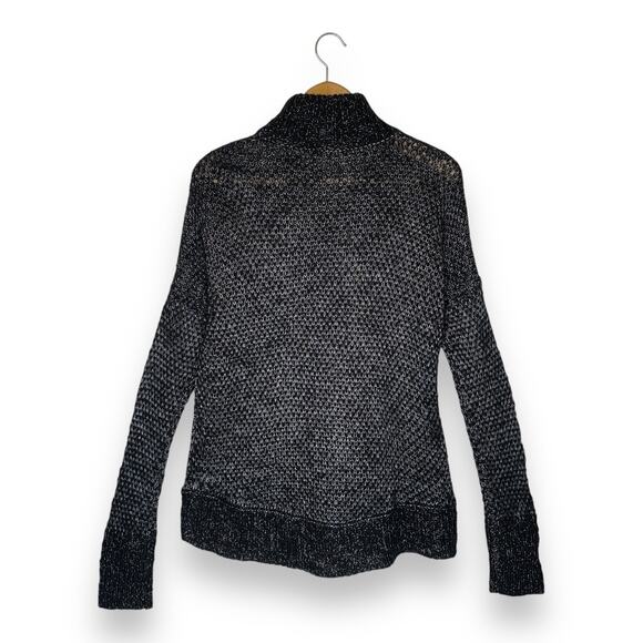 Theory Women's Sutton Athos Black Silver Mock Neck Sweater L Black Silver Wool - Picture 4 of 10